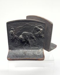 Pair Bronze Buffalo Book Ends