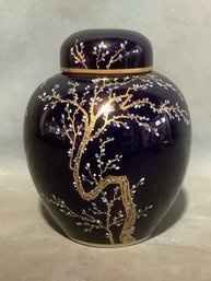 Handpainted Cobalt Blue & Trees Urn