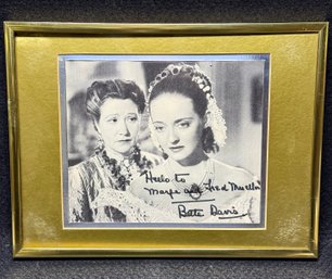 Bette Davis Signed Photograph With Actress Fay Bainter From The 1938 Film 'Jezebel' Framed & Matted 9 X 12'