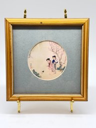 Chinese Miniature Painting 'Girls & Butterfly'