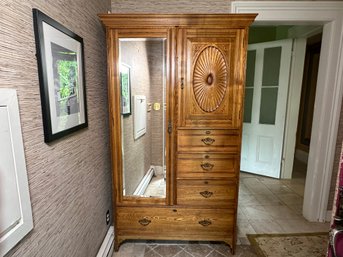 Gorgeous Vintage Victorian Oak Wardrobe Dresser, Amazing Wood Grain!