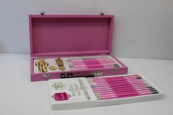 Colored Pencil Art Set In Pink Case