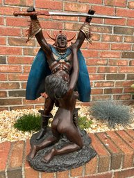 HUGE Vintage Cold Painted Bronze Sculpture- Warrior GOR From Fantasy Novels