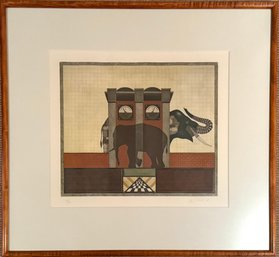 'Elephant'  Fifo Stricker (1952) Signed Coloured Etching