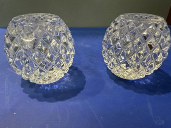 Pair Round Candleholders  For Tapers  W/ Box