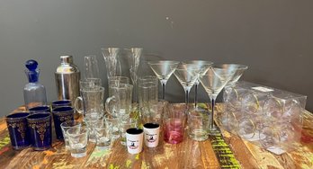 Assorted Barware, Martini, Wine, Champaign & Shot Glasses