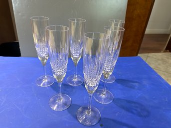 Set Of 6 Lismore Diamond Set Flutes 5 Oz.  W/ Box