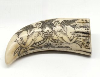 Carved Scrimshaw With Two Sirens