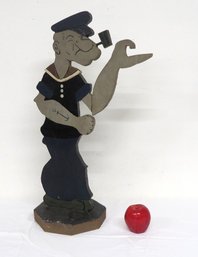 Carved Wooden Popeye The Sailor Man Plant / Basket Holder For The Porch