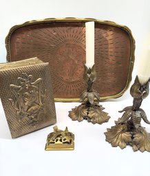 Five Piece Vintage Brass Decor