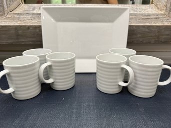 Crate & Barrel Mugs And Serving Dish