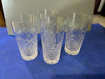 Set Of 4 Seahorse Hi Ball Glasses W/ Box