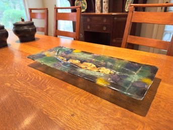 Large Ulla Sand Icelandic Artisan Glass Dish With Gold Accents