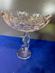 Seahorse Pedestal Bowl  W/ Box