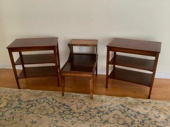 Vintage 3pc Leather Top Tables
