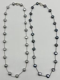 2 New Fresh Water Floating Pearl Necklaces By Honora, 18 Inches, Clasped