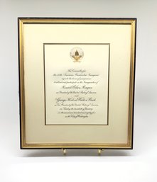 1985 Framed Presidential Invitation Ronald Reagan & George Bush