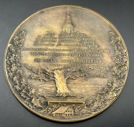 Substantial Antique 1925 TRAVELERS INSURANCE Bronze Medal- Dedication To The Founder And President