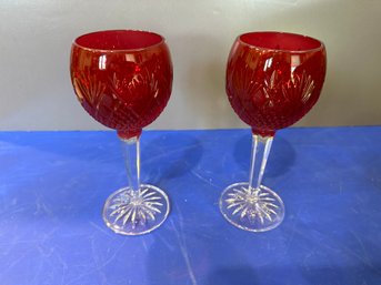Sullivan Crimson Wine Glasses Set Of 2 W/ Box