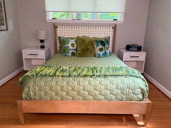 Crate & Barrel 'Rio' Leather Woven Scandinavian Design Queen Bed