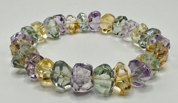 New Amethyst Citrine & Peridot Bracelet, Purchased At Barneys New York, 8 Inches, Elastic
