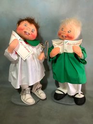 Pair Of Annalee Doll Carolers