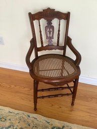 Vintage Victorian Walnut Caned Arm Chair