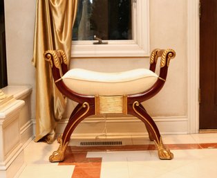 1 Of 2 Maitland Smith Regency Style Mahogany & Gold Curule Bench