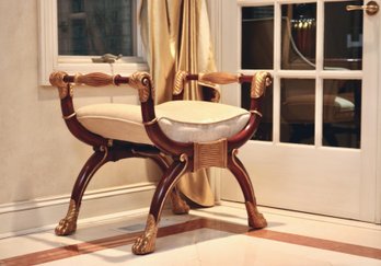 2 Of 2 Maitland Smith Regency Style Mahogany & Gold Curule Bench