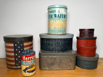Vintage & Antique Advertising Tins, Pantry Boxes & Painted Boxes – Nabisco, Herrick's Blueberries & Americana