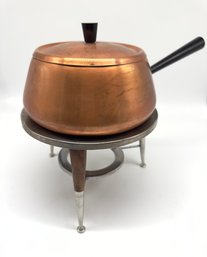 Mid Century Swiss Copper Fondu Pot & Forks