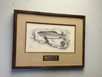 Original Pencil Drawing By Listed Newtown, CT Wildlife Artist- Titled 'First Housatonic Biggie'