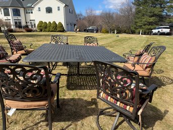 Fabulous 64' Sq. Iron Patio Table With 8 Chairs  And Cushions
