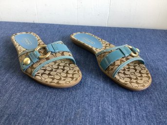 Blue Trimmed Coach Sandals Size 7 #26