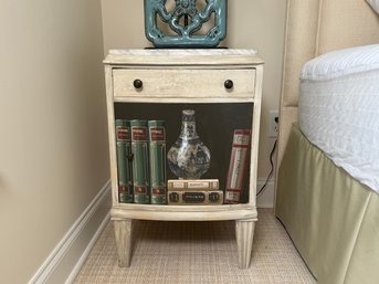 Beautiful Tom Rose Hand-Painted Trompe LOeil Design Nightstand With Marble Top, 2 Of 2
