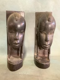 Vintage Handcarved African Bookends