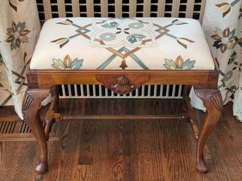 Queen Anne Style Custom Upholstered Petite Bench