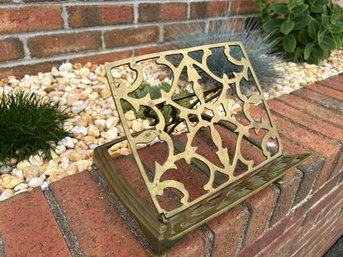 Vintage Pierced Scrollwork Brass Adjustable Book Or Music Stand