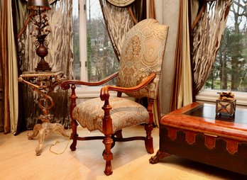 2 Of 2 Late 20th Century Imperial French XIII  Paisley Upholstered High Back Chair