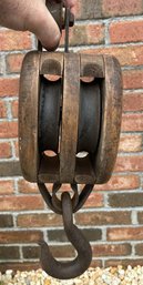 Early Vintage Dual Sheave Block And Tackle