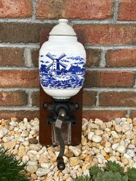 Vintage Dutch Wall Mounted Porcelain Coffee Grinder
