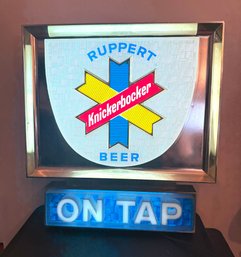 RARE Vintage Ruppert Knickerbocker Beer 3D Effect Lighted Bar Sign - Working!