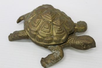Vintage Brass Turtle Ashtray