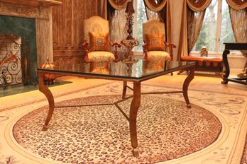 Hand-Wrought Iron Rectangular Coffee Table With Hoof Feet And Glass Top $4,500