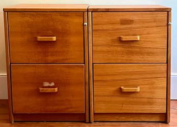 2 Mid Century Modern Wood Filing Cabinets With Keys