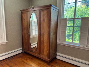 Stunning Antique Victorian Oak Wardrobe With Brass Embellishments