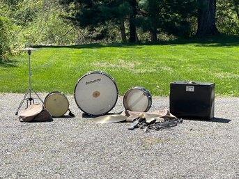 Vintage Leedy Blue Sparkle Drum Set With Zildjian And Kent Kenmore Cymbals