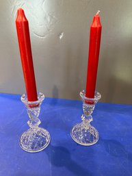 Set Of Two Candlesticks W/ Box