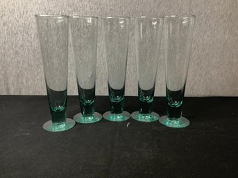 Teal Toned Champagne Flutes Set Of 5