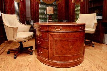Maitland-Smith Style Oval Leather-Topped Partners Desk